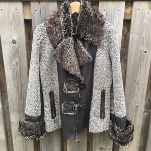 Creenstone virgin wool/angora wool blend brown tweed coat - size 6